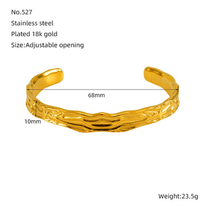 Elegant Lady Classic Style Round Solid Color 304 Stainless Steel 18K Gold Plated Bangle In Bulk