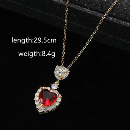 Elegant Lady Classic Style Star Heart Shape Alloy Inlay Artificial Gemstones Zircon Women's Pendant Necklace