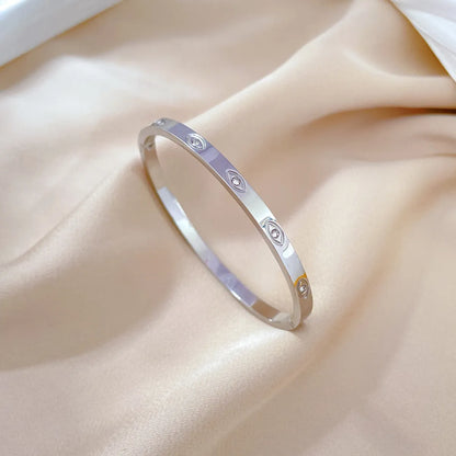 Elegant Lady Devil'S Eye Titanium Steel Plating Inlay Zircon Bangle