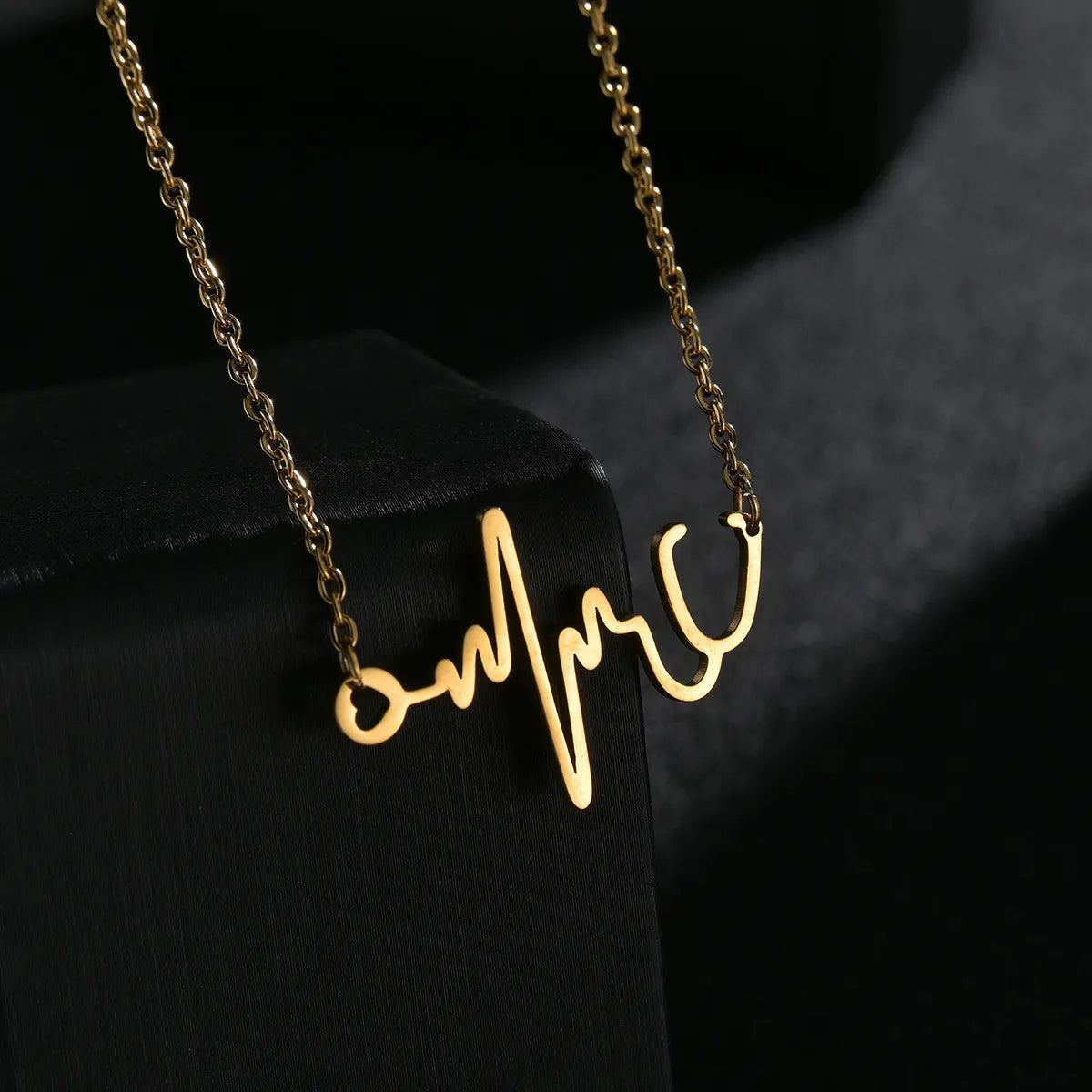 Elegant Lady Electrocardiogram Stainless Steel Pendant Necklace