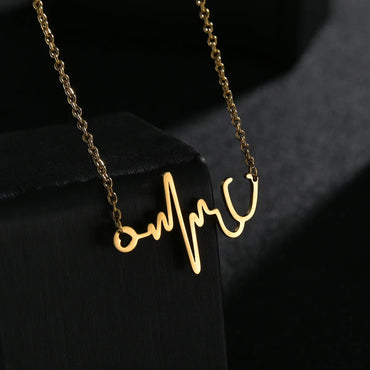 Elegant Lady Electrocardiogram Stainless Steel Pendant Necklace