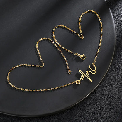 Elegant Lady Electrocardiogram Stainless Steel Pendant Necklace