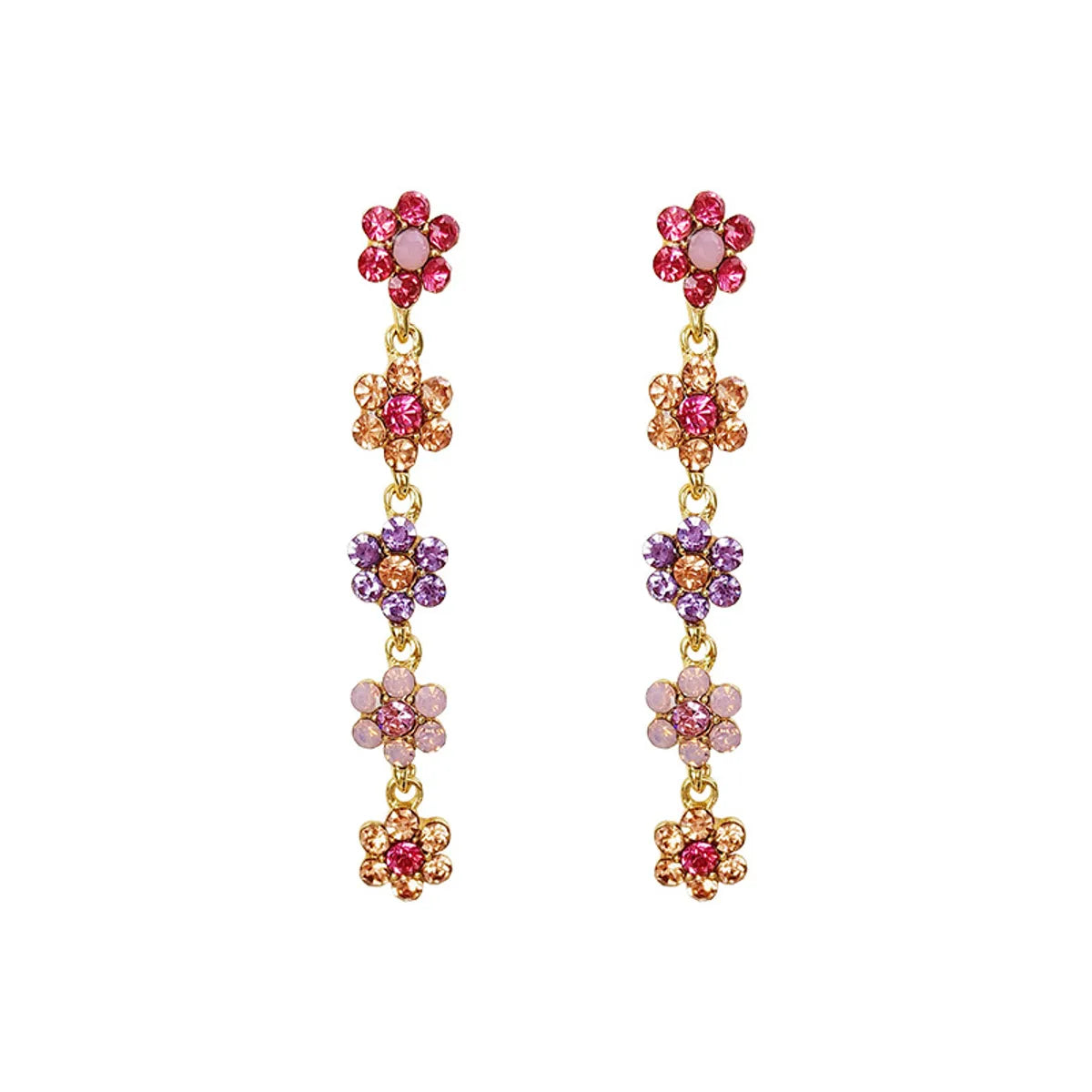 Elegant Lady Flower Alloy Inlay Artificial Gemstones Women'S Drop Earrings