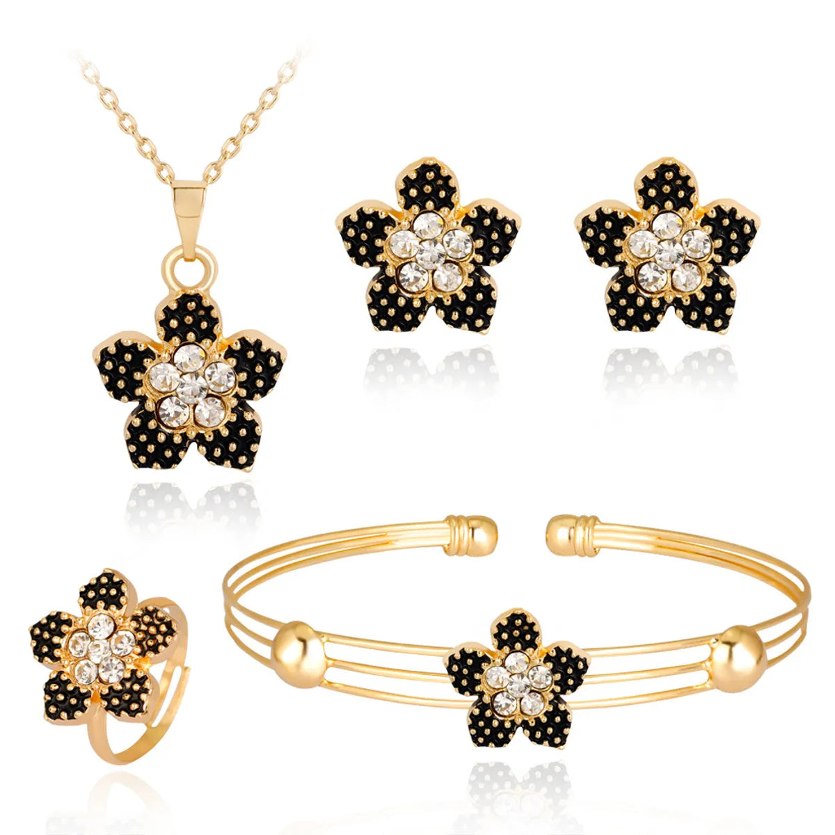 Elegant Lady Flower Alloy Plating Inlay Zircon Women's Jewelry Set