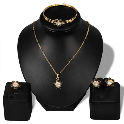 Elegant Lady Flower Alloy Plating Inlay Zircon Women's Jewelry Set