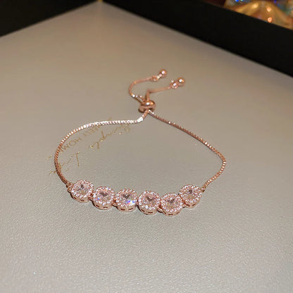 Elegant Lady Flower Copper Inlay Zircon Bracelets