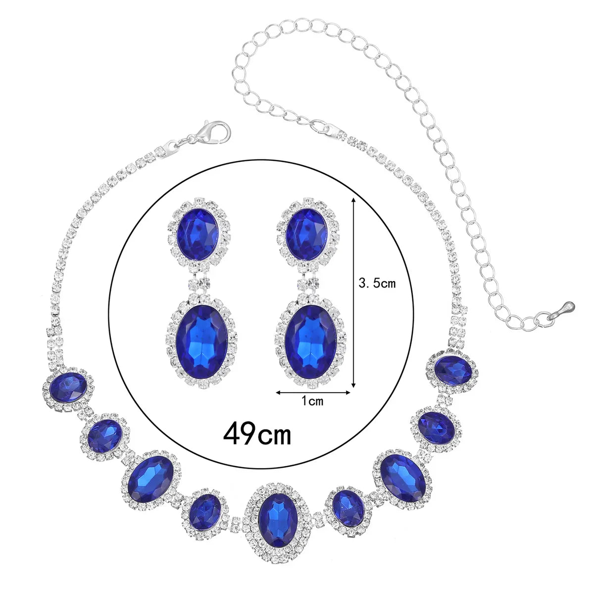 Elegant Lady Geometric Alloy Hollow Out Inlay Rhinestones Women'S Earrings Necklace