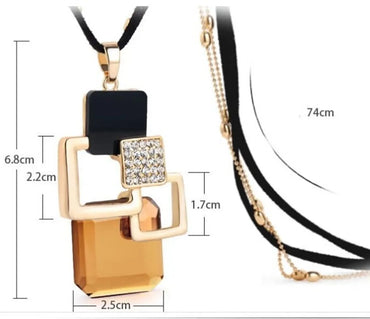 Elegant Lady Geometric Alloy Plating Inlay Artificial Gemstones Women'S Sweater Chain