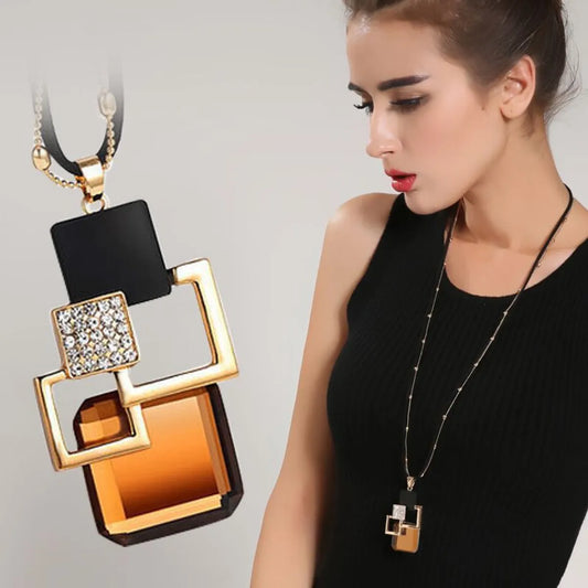 Elegant Lady Geometric Alloy Plating Inlay Artificial Gemstones Women'S Sweater Chain