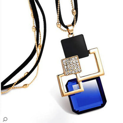 Elegant Lady Geometric Alloy Plating Inlay Artificial Gemstones Women'S Sweater Chain