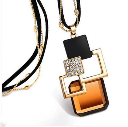 Elegant Lady Geometric Alloy Plating Inlay Artificial Gemstones Women'S Sweater Chain