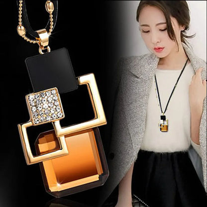 Elegant Lady Geometric Alloy Plating Inlay Artificial Gemstones Women'S Sweater Chain