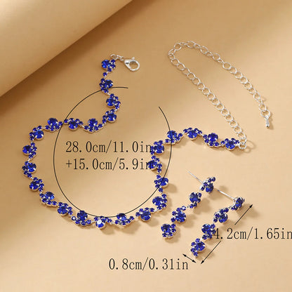 Elegant Lady Geometric Alloy Plating Inlay Rhinestones Gold Plated Women's Earrings Necklace