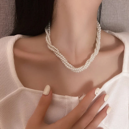 Elegant Lady Geometric Artificial Rhinestones Artificial Pearls Alloy Wholesale Pendant Necklace