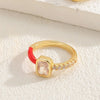 Elegant Lady Geometric Copper Plating Inlay Zircon 14k Gold Plated Open Rings