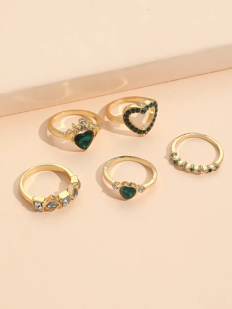 Elegant Lady Geometric Heart Shape Artificial Rhinestones Alloy Wholesale Rings