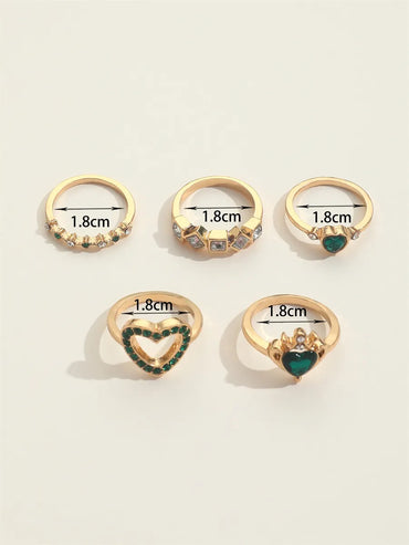 Elegant Lady Geometric Heart Shape Artificial Rhinestones Alloy Wholesale Rings