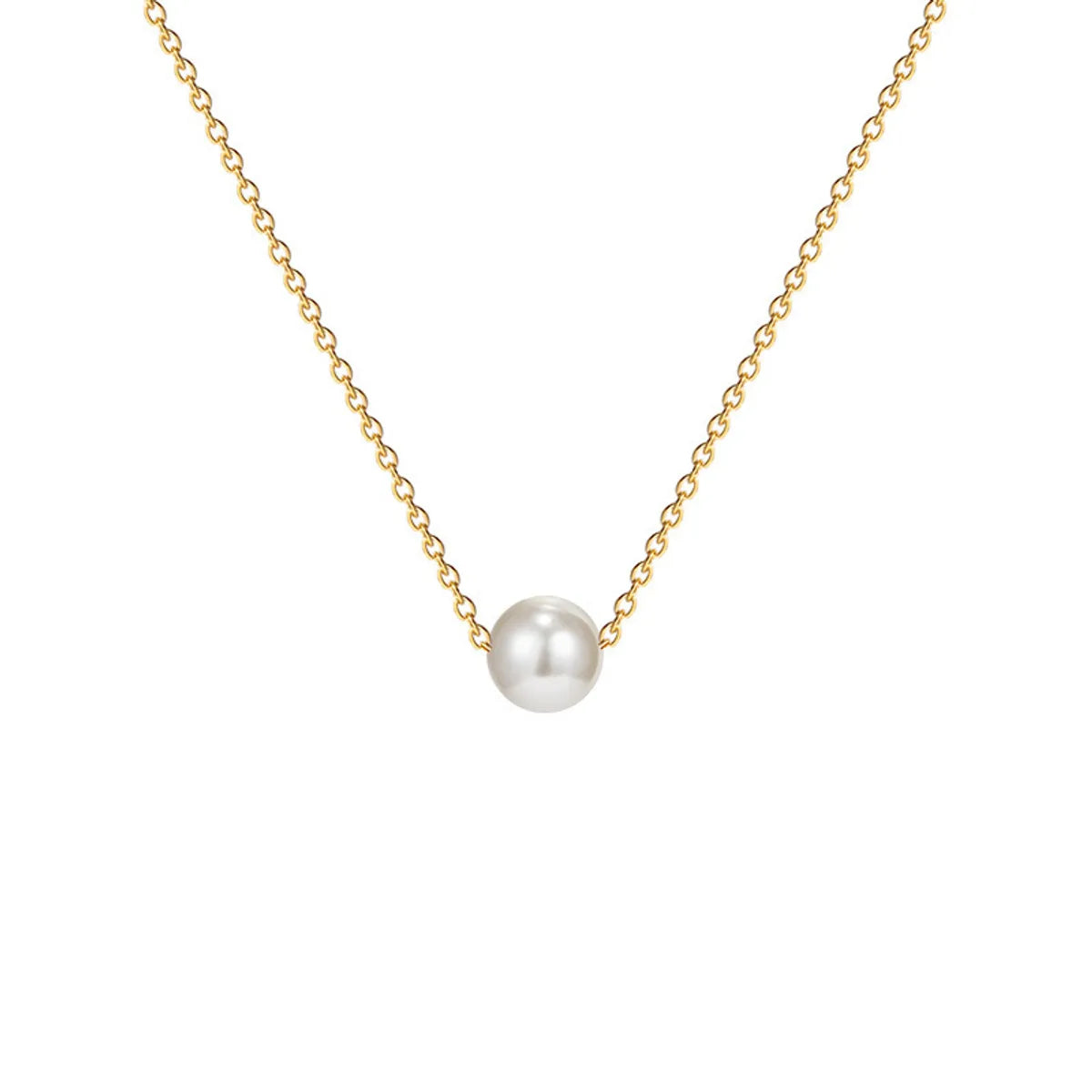 Elegant Lady Geometric Imitation Pearl Titanium Steel Pendant Necklace