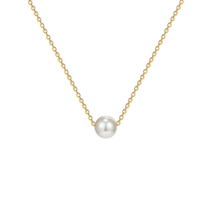 Elegant Lady Geometric Imitation Pearl Titanium Steel Pendant Necklace