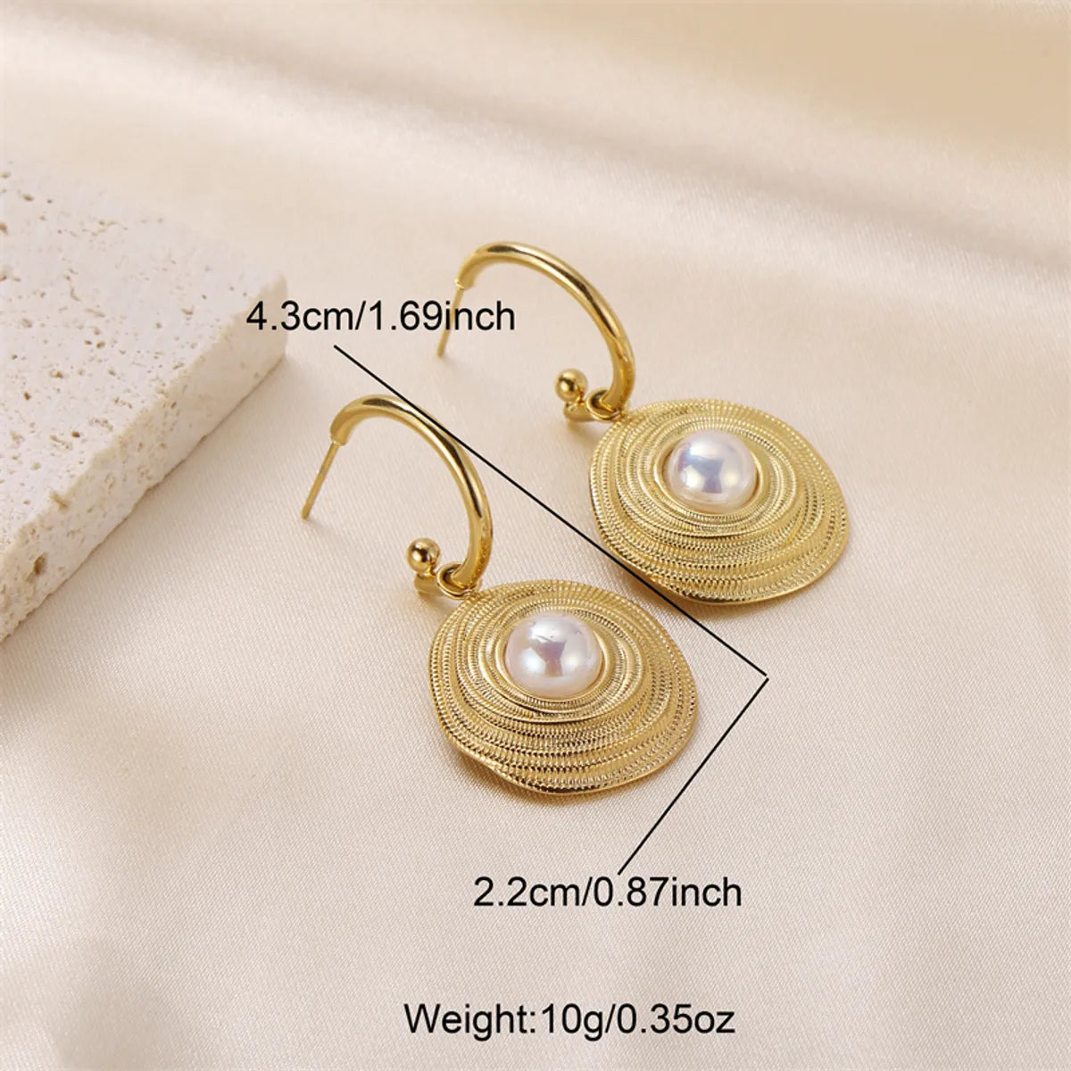 Wholesale Jewelry Elegant Lady Geometric 304 Stainless Steel Pearl 18K Gold Plated Plating Inlay Rings Earrings Necklace