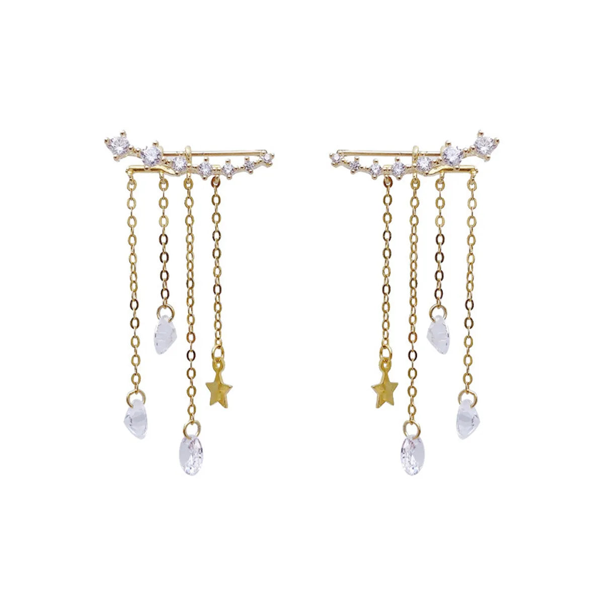 Elegant Lady Geometric Star Alloy Inlay Zircon Women's Drop Earrings