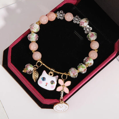 Elegant Lady Heart Shape Cat Artificial Crystal Women's Bracelets