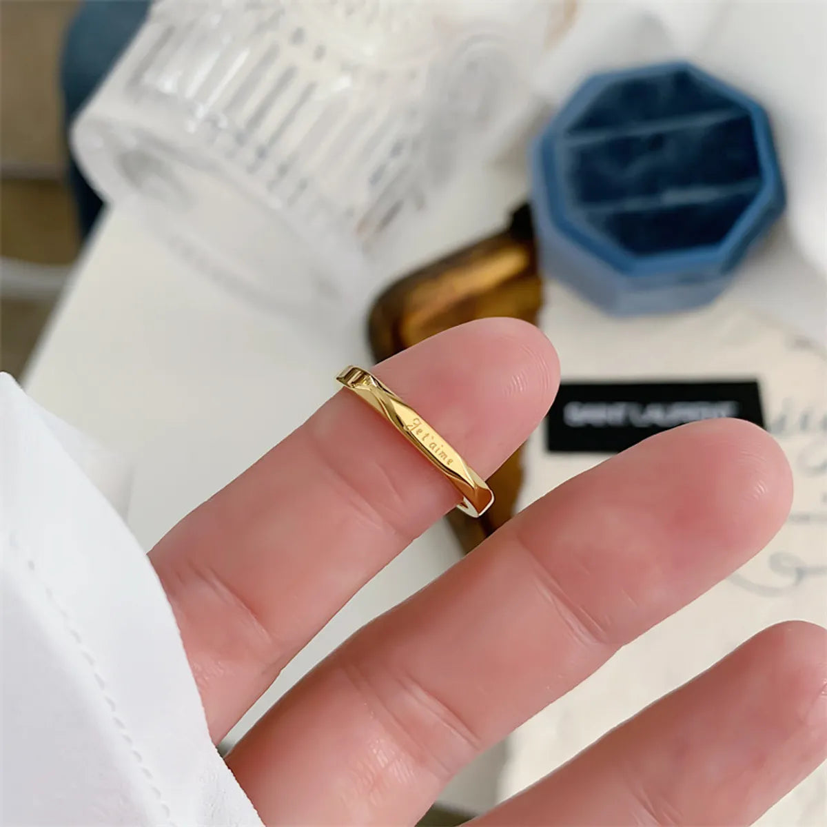 Elegant Lady Korean Style Geometric Letter Titanium Steel Rings