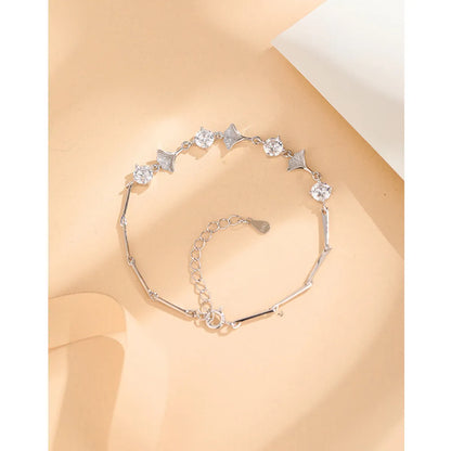 Elegant Lady Leaf Sterling Silver Zircon Bracelets In Bulk