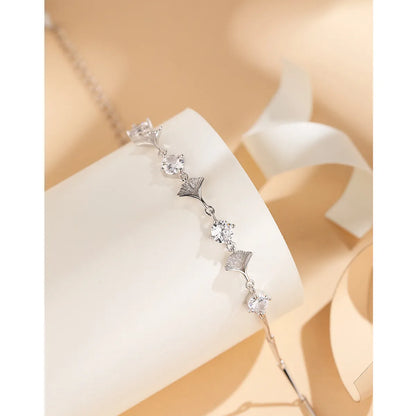 Elegant Lady Leaf Sterling Silver Zircon Bracelets In Bulk