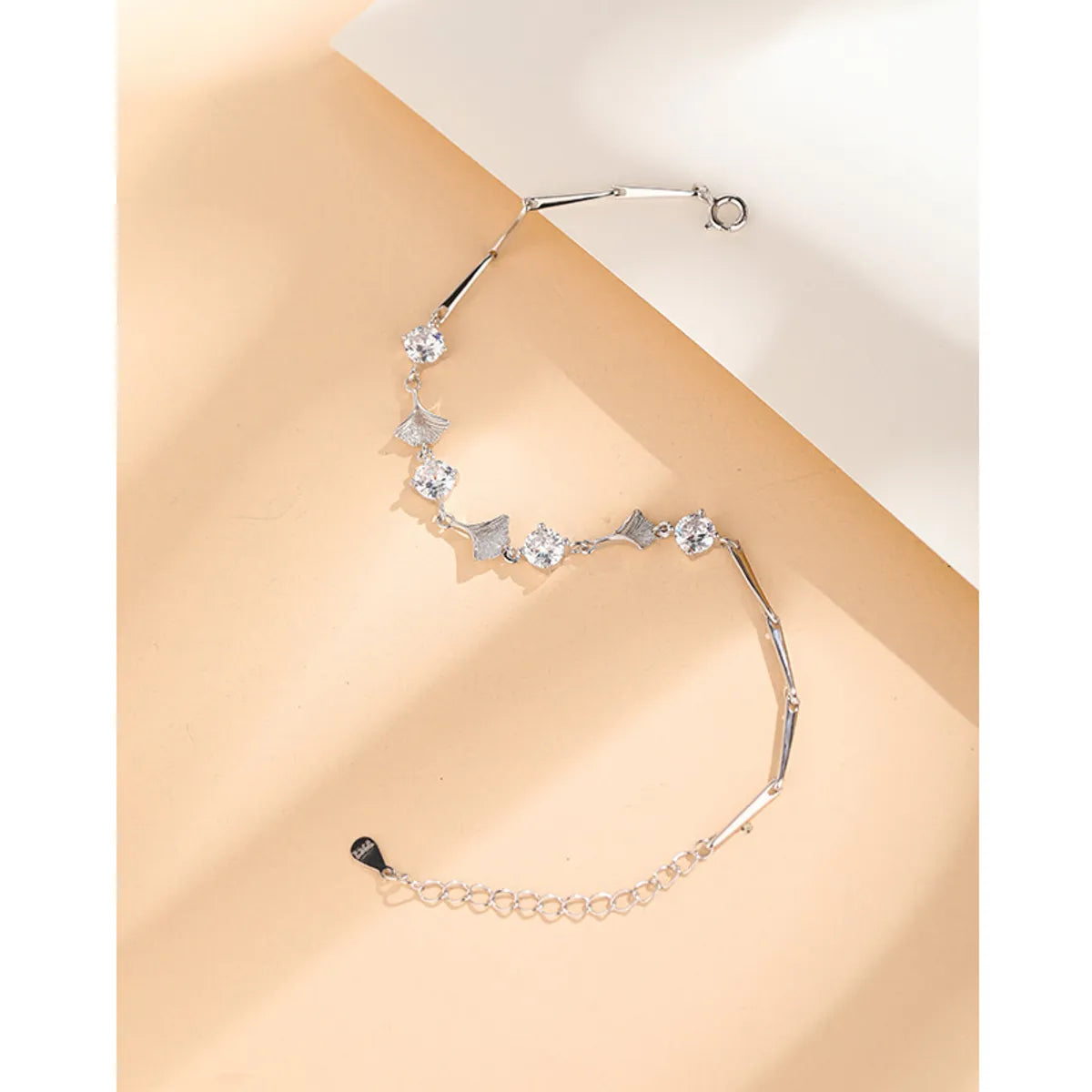 Elegant Lady Leaf Sterling Silver Zircon Bracelets In Bulk