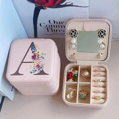 Elegant Lady Letter Flower Pu Leather Jewelry Boxes