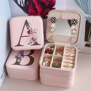 Elegant Lady Letter Flower Pu Leather Jewelry Boxes