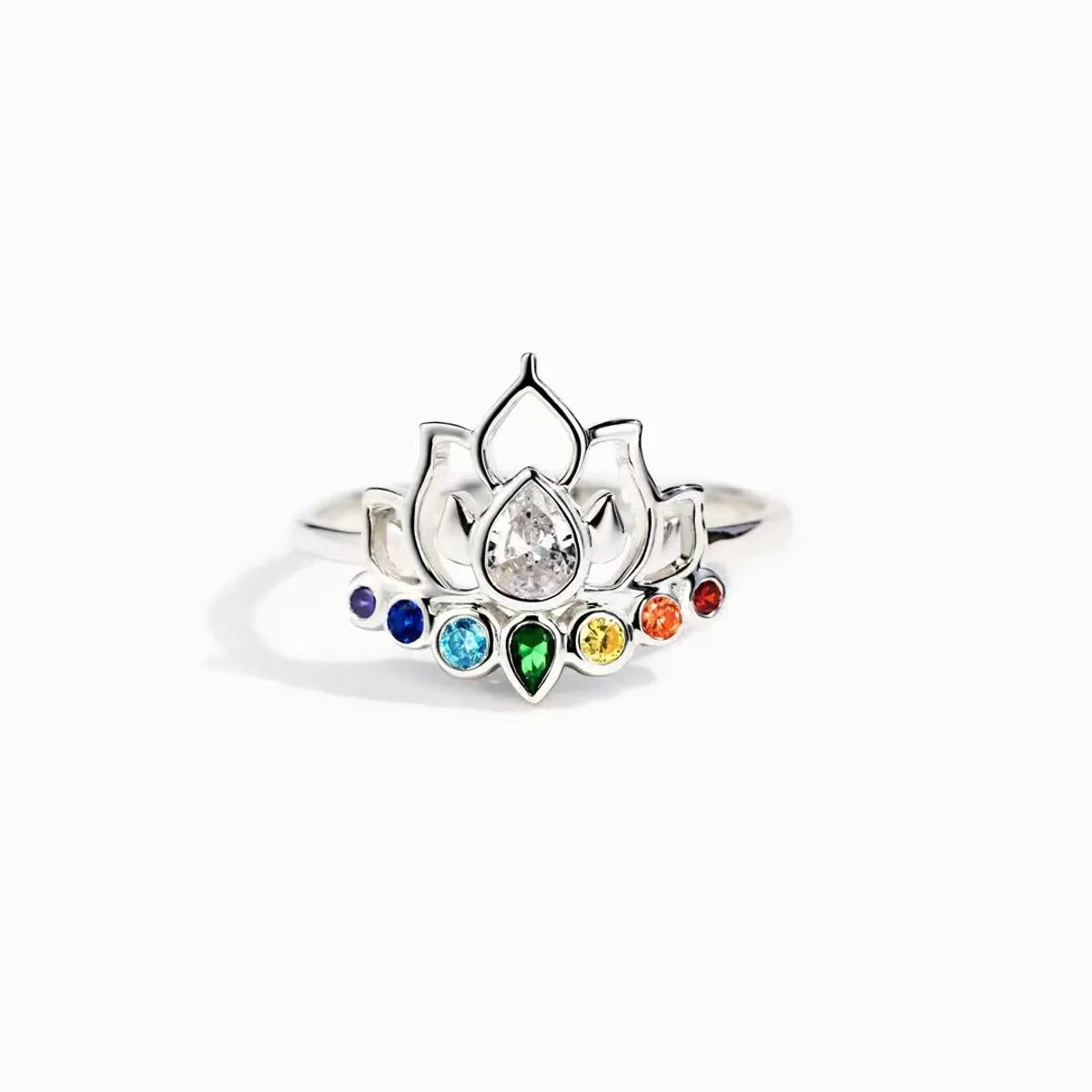 Elegant Lady Lotus Sterling Silver Plating Inlay Zircon Rings