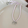 Elegant Lady Romantic Bow Knot Imitation Pearl Alloy Glass Wholesale Necklace