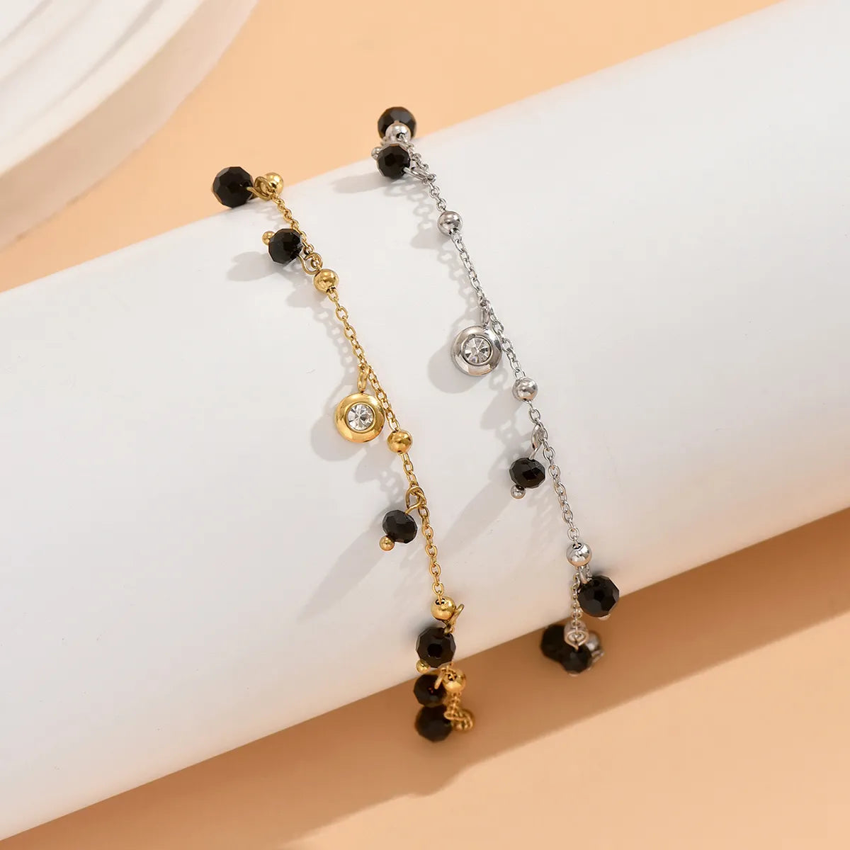 Elegant Lady Round Stainless Steel Synthetic Resin Plating 14k Gold Plated Silver Plated Bracelets