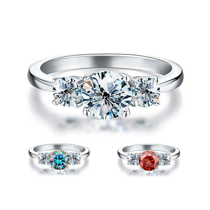 Elegant Lady Round Sterling Silver Moissanite Rings In Bulk