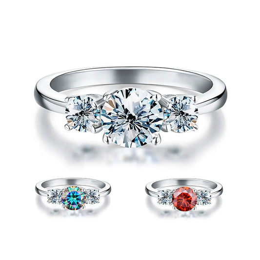 Elegant Lady Round Sterling Silver Moissanite Rings In Bulk