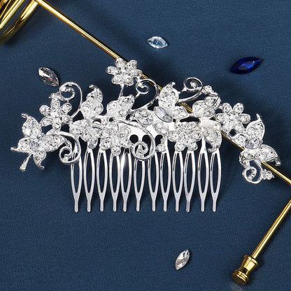 Elegant Lady Shiny Flower Alloy Plating Insert Comb