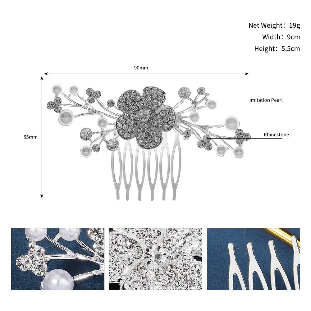 Elegant Lady Shiny Flower Alloy Plating Insert Comb