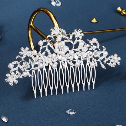 Elegant Lady Shiny Flower Alloy Plating Insert Comb