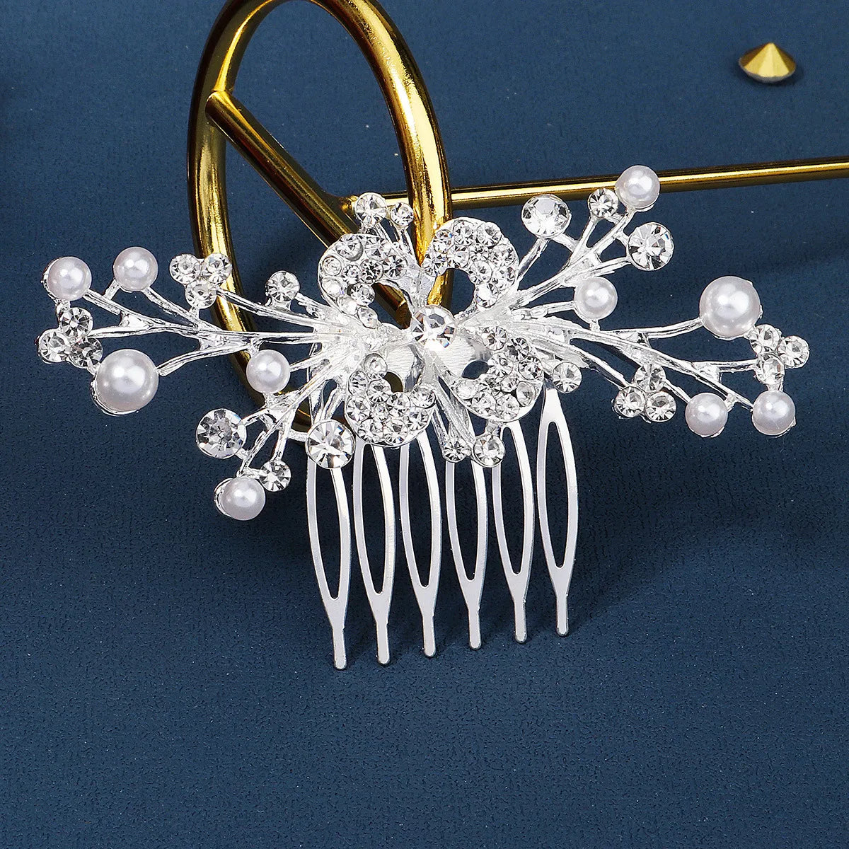 Elegant Lady Shiny Flower Alloy Plating Insert Comb