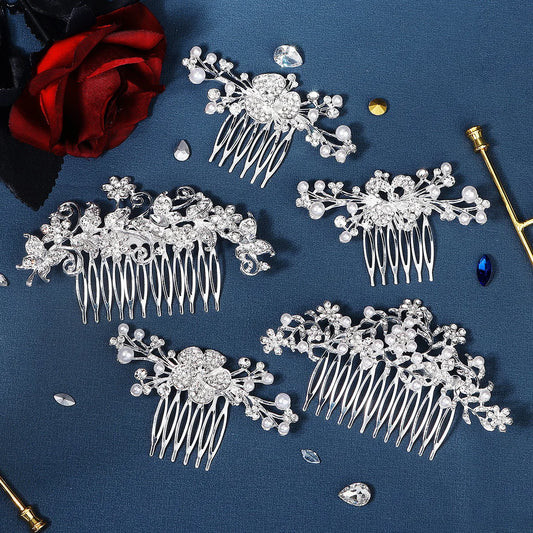 Elegant Lady Shiny Flower Alloy Plating Insert Comb