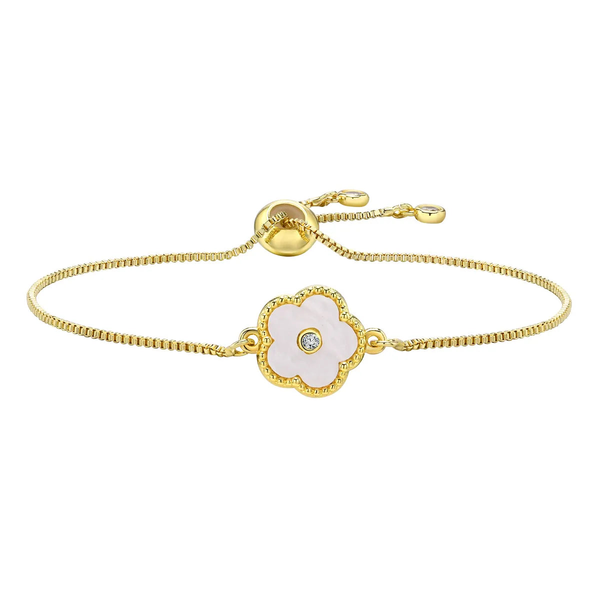 Elegant Lady Simple Style Flower Gold Plated Diamond Copper Wholesale Bracelets