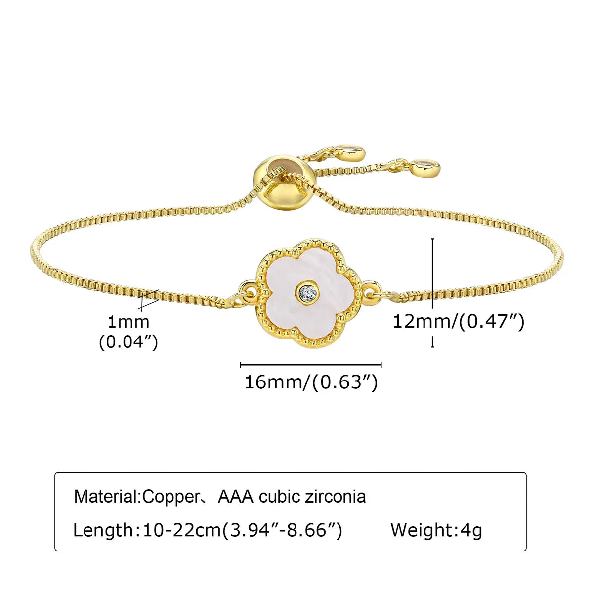 Elegant Lady Simple Style Flower Gold Plated Diamond Copper Wholesale Bracelets