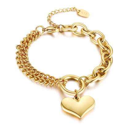 Elegant Lady Simple Style Heart Shape Stainless Steel Polishing Plating 18k Gold Plated Bracelets