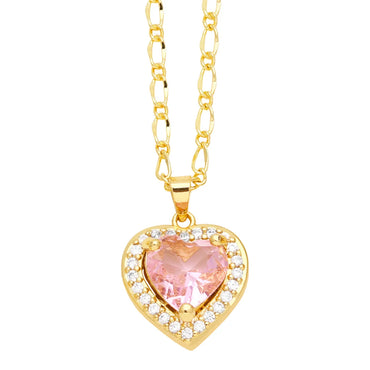 Elegant Lady Simple Style Heart Shape Stainless Steel Copper 18k Gold Plated Zircon Pendant Necklace In Bulk