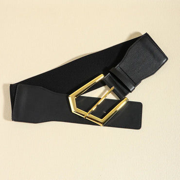 Elegant Lady Simple Style Solid Color Pu Leather Alloy Belt Buckle Metal Button Women'S Leather Belts