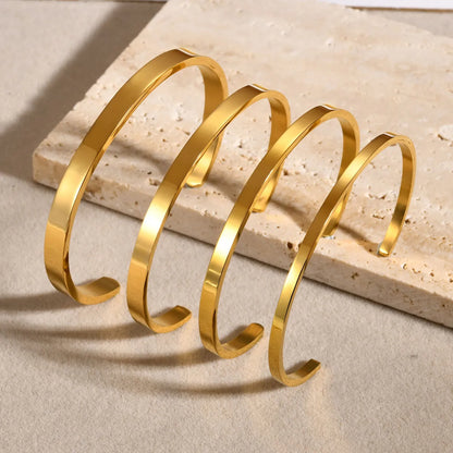 Elegant Lady Simple Style Solid Color Stainless Steel 18k Gold Plated Bangle In Bulk