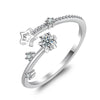 Elegant Lady Simple Style Star Copper Plating Inlay Zircon Open Ring