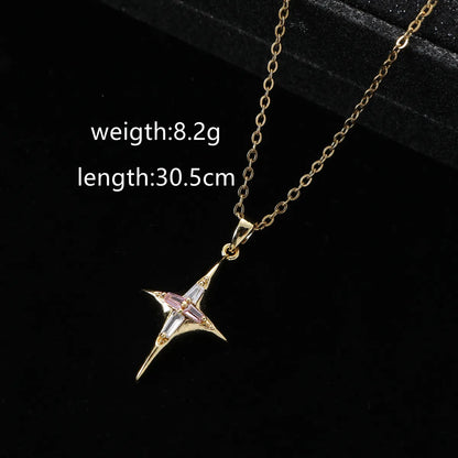 Elegant Lady Simple Style Star Eye Butterfly Zinc Alloy Inlay Artificial Gemstones Zircon Women's Pendant Necklace